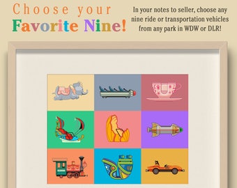 Your Favorite Nine-Custom Disney Ride Vehicles Print