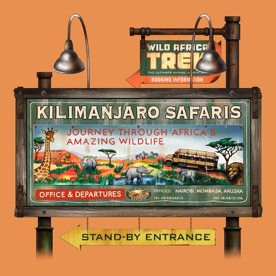 Walt Disney World Signage Digital Art Print: Kilimanjaro Safaris