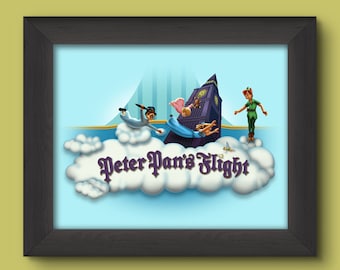 Walt Disney World Signage Digital Art Print: Peter Pan's Flight