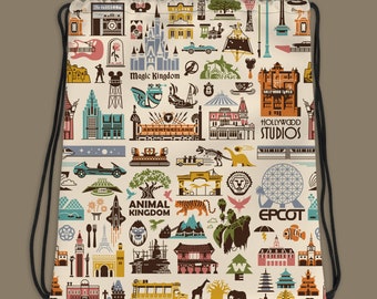 Walt Disney World Four Parks Print Drawstring Bag