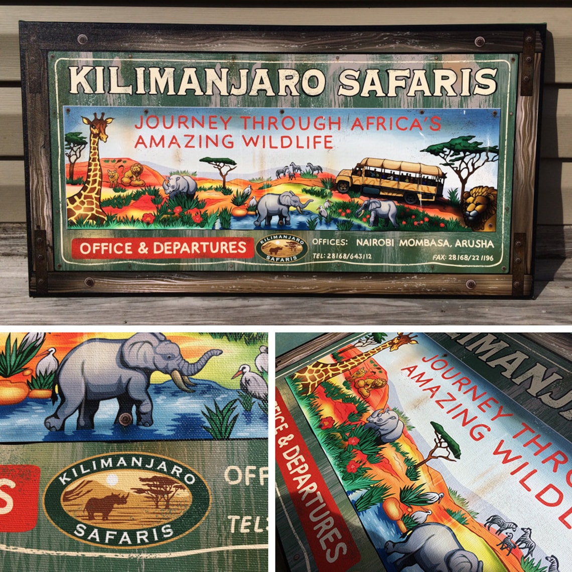 Kilimanjaro Safaris Gallery Wrapped Canvas Sign Print Etsy