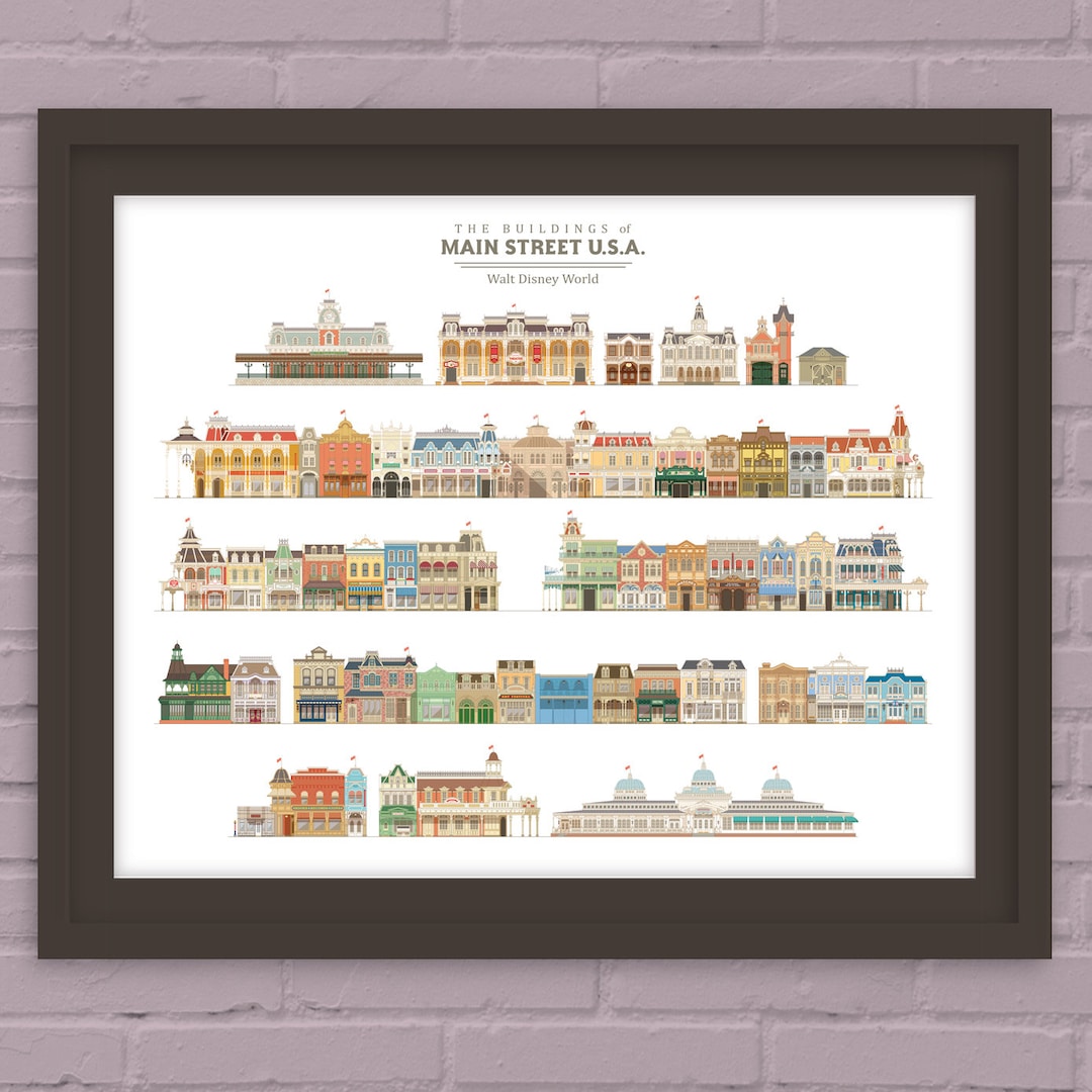 The Buildings of Main Street Walt Disney World Print Without