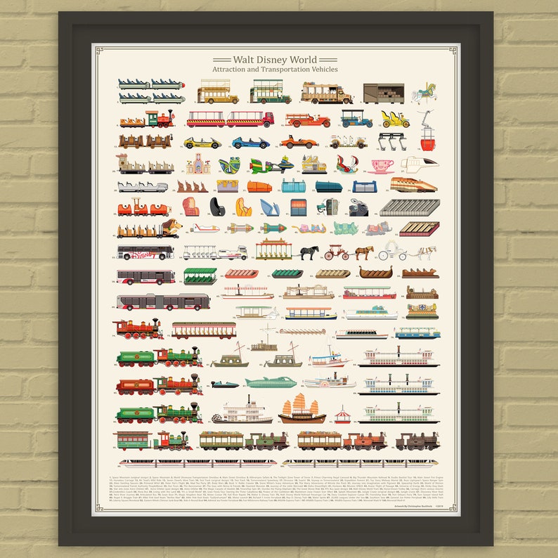 Walt Disney World Attraction And Transportation Vehicles Print Image 0