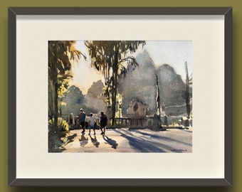 Morning Trekkers Watercolor Painting