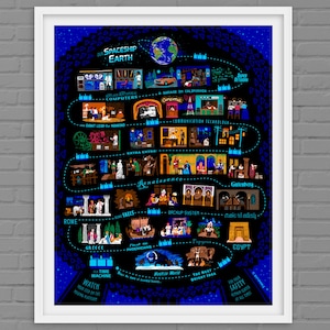 May include: A colorful infographic illustration depicting the history of communication technology, starting with ancient Egypt and ending with the modern era. The illustration is in the shape of a tree with branches that represent different periods in history. Each branch features a small scene depicting a key invention or event, such as the invention of the printing press, the development of the internet, and the rise of social media.