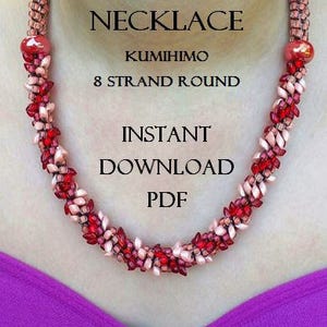 Kumihimo Necklace Pattern - Salmon Touch Necklace - Instant Downloadable Pattern PDF - Kumihimo Pattern - 8 Strand Round - Intermediate