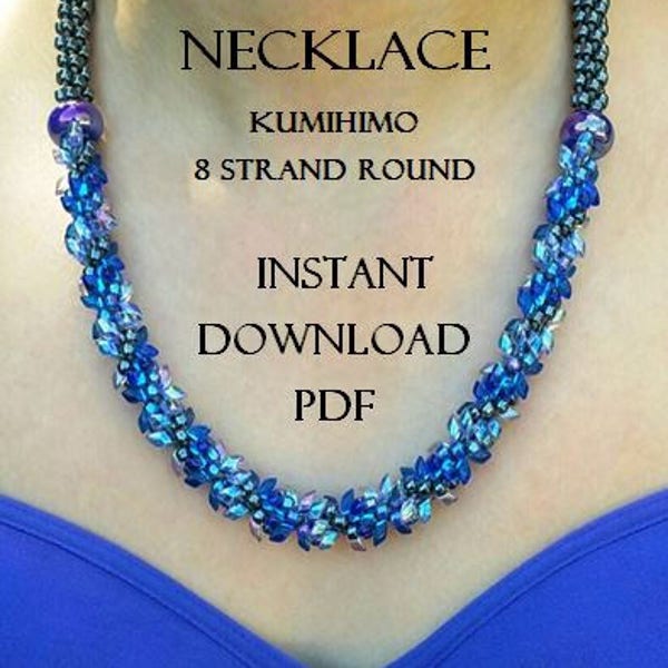 Kumihimo Necklace Pattern - Violet Touch Necklace - Instant Downloadable Pattern PDF - Kumihimo Pattern - 8 Strand Round - Intermediate