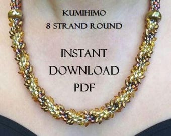 Modèle de collier Kumihimo - Collier Midas Touch - PDF téléchargeable instantané - Modèle Kumihimo - 8 Strand Round - Intermédiaire