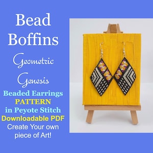Geometric Genesis Pattern of Beaded Earrings in Peyote Stitch Downloadable PDF