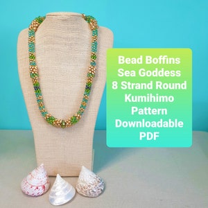 Kumihimo Necklace Pattern SEA GODDESS Instant Downloadable PDF 8 Strand Round Intermediate