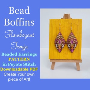 Flamboyant Freyja Pattern of Beaded Earrings in Peyote Stitch Downloadable PDF
