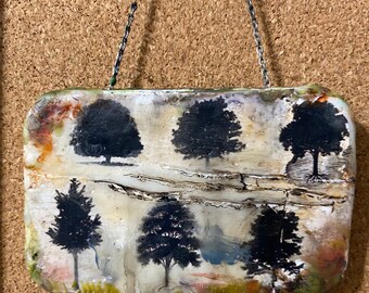 Grove of Trees. First in the series! Encaustic Altoids tin wall art