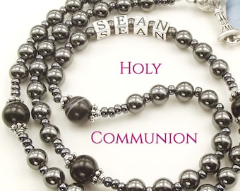 Boy's Communion Rosary, Holy Communion Rosary,  Personalized Rosary, First Holy Communion Rosary, Confirmation Rosary,Baptism Rosary