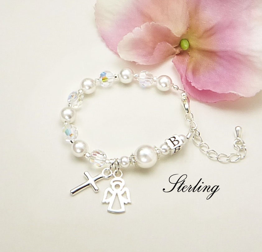 Baby Girl Personalized Baptism Rosary Bracelet Sterling Etsy UK