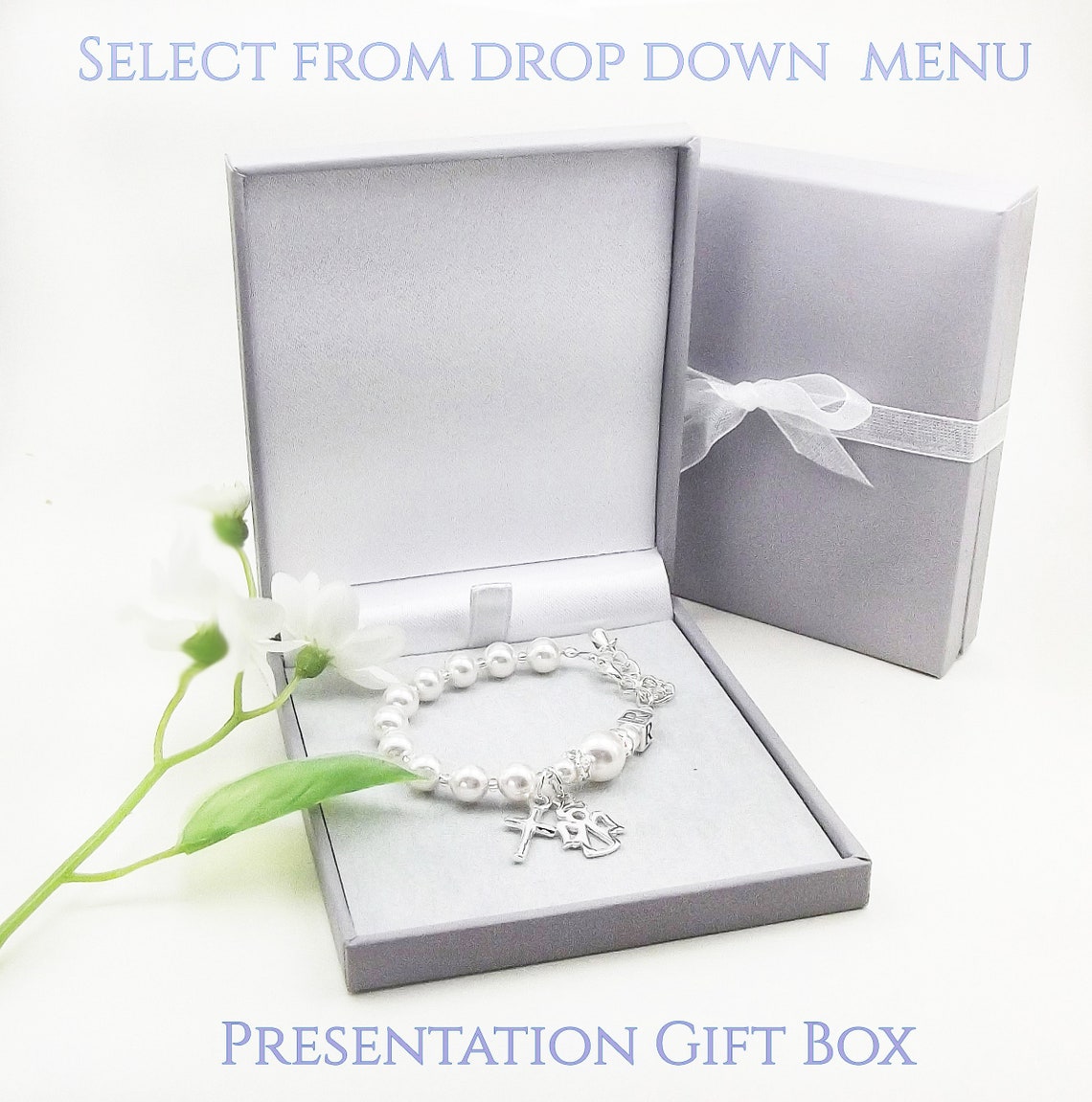 Girl Communion Rosary Bracelet with Swarovski Pearls Sterling | Etsy