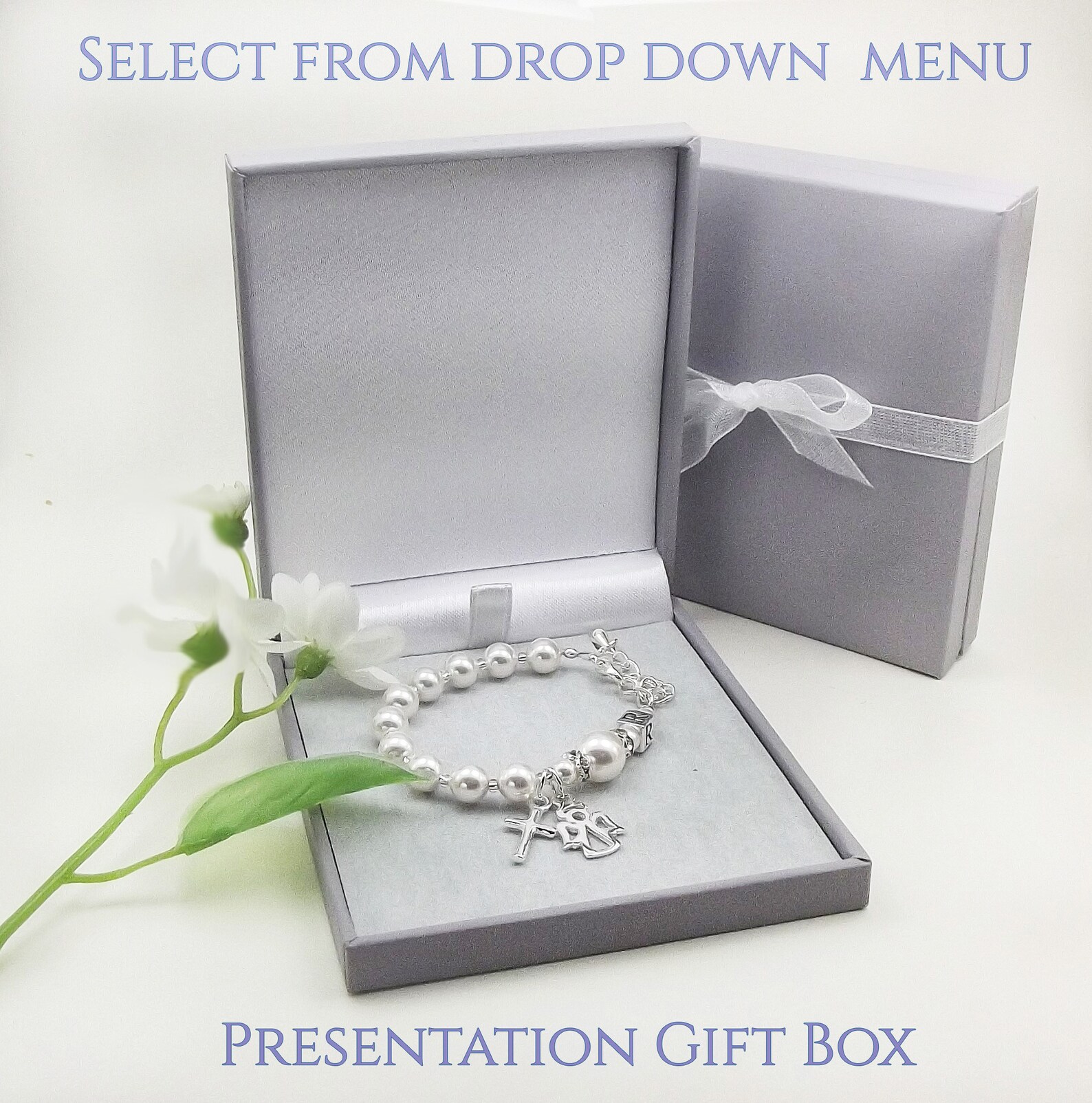 Baby Girl Baptism Personalized Rosary Bracelet With Palest Etsy