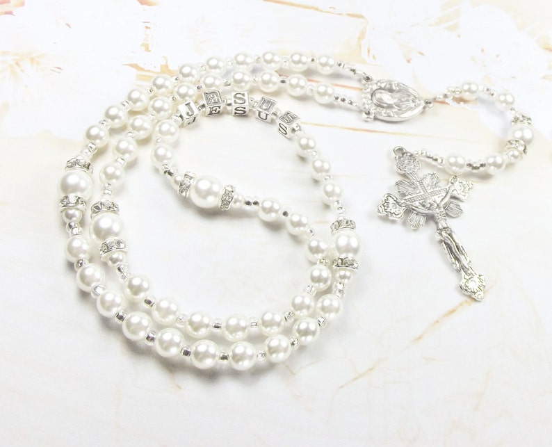 Baby Girl Baptism Rosary or Communion Personalized Rosary With Etsy UK