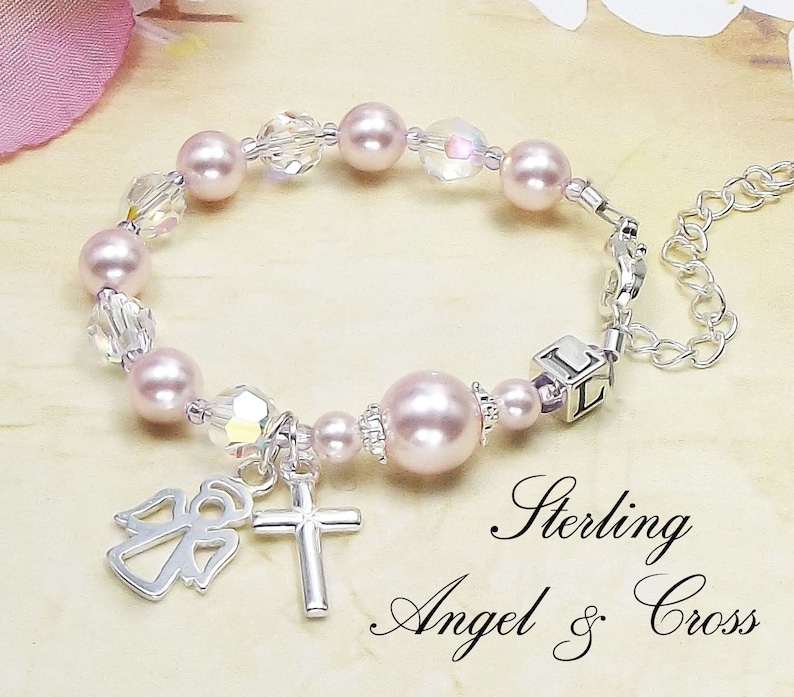 Baby Girl Personalized Baptism Rosary Bracelet Sterling Etsy