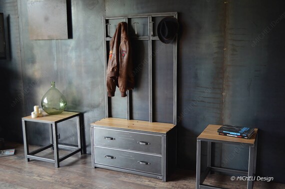 Entry Bench Furniture Cabinet Mudroom Hooks 2 Drawers In Etsy