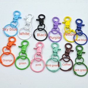 Assorted color Lobster Claw clasp with round ring clasp, ring clasps DIY jewelry supply，Mixed Color Swivel Lobster and 30mm Round Key Ring