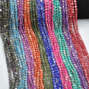 6mm Natural gemstone Star beads，star gemstone beads,stone star beads,Flat Astral Star Beads DIY crystal gemstone loose beads strand 15&quot;