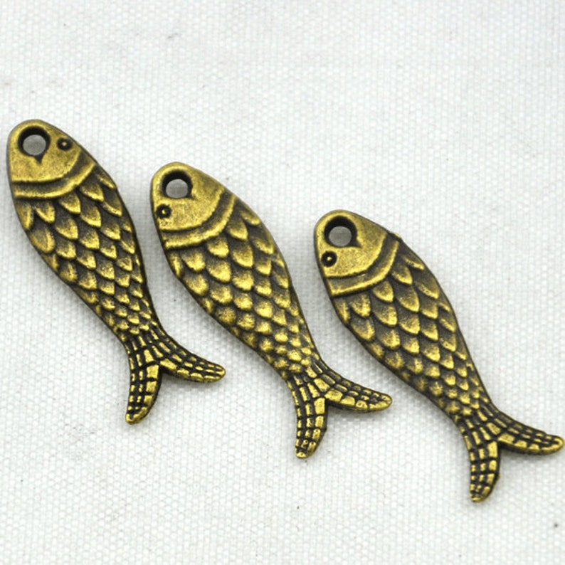 824mm Antique Bronze /Antique Silver Fish Charm Pendants,DIY Accessory Jewelry Making G695 image 4
