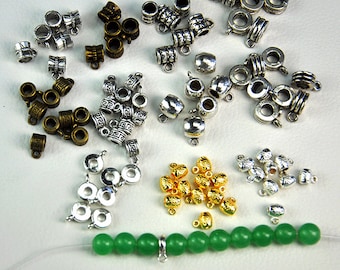 Bails Beads,Alloy European Beads,Metal Bail Beads,Big Hole Beads,Spacer Bails Bead Charm Pendants,Necklace Slide Charms,Connector Beads-G383