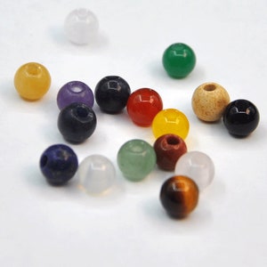 2mm Hole Round Natural Stone Beads 10 Pcs - Large Hole Bead for Macrame - 6mm Diameter.Loose Beads Jewelry Making,large Hole gemstone beads