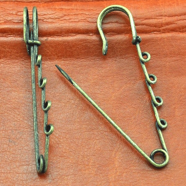 Safety Pins antique Bronze Safety Pin Brooch Charm Etsy