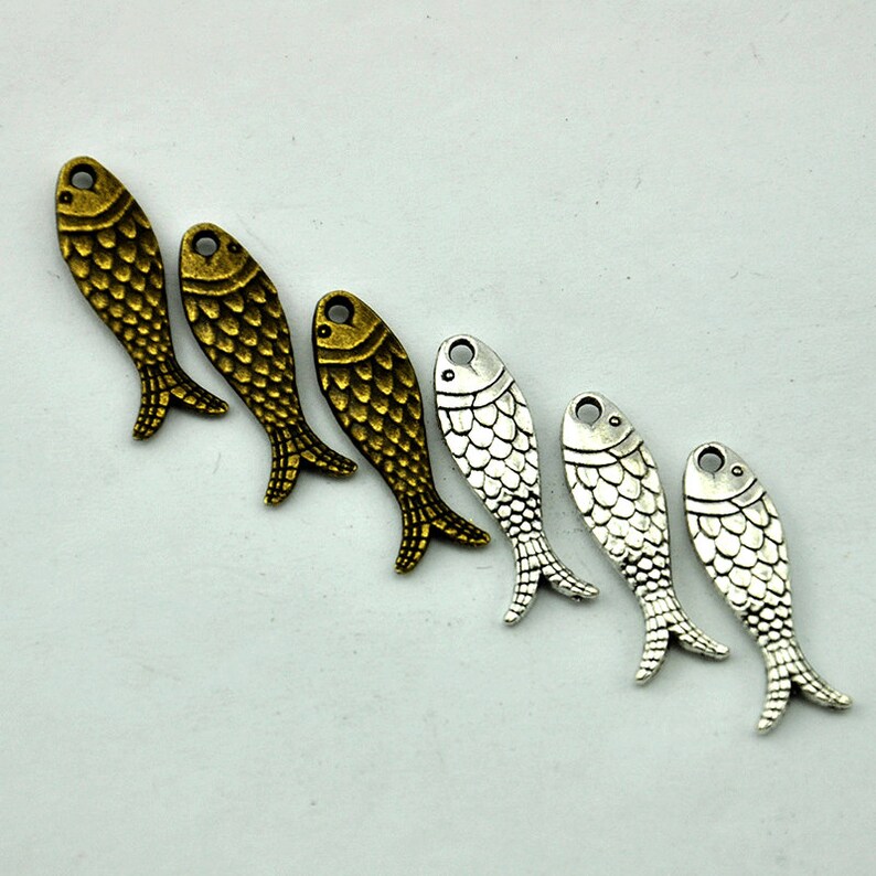 824mm Antique Bronze /Antique Silver Fish Charm Pendants,DIY Accessory Jewelry Making G695 image 2