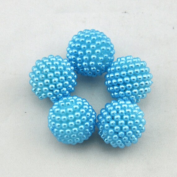 New 10mm 30Pcs Sly Blue Acrylic Round Beads Bubblegum For Jewelry Pendant Making