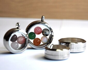 Medallón flotante de acero inoxidable de alta calidad de 17 mm a 38 mm, colgante de círculo de vidrio interior, medallón de memoria giratorio, idea de regalo para madre