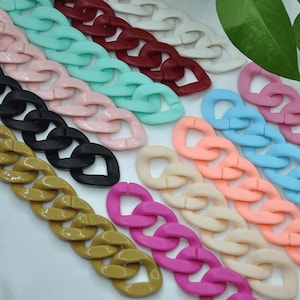 Matte large chunky chain choker,marbled plastic chain,flat twist open link chain acrylic chain,bag chain, glasses chain, handbag purse chain