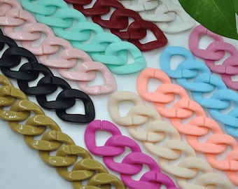 Collana girocollo con catena spessa e opaca, catena in plastica marmorizzata, catena acrilica con maglie piatte aperte, catena per borsa, catena per occhiali, catena per borsetta
