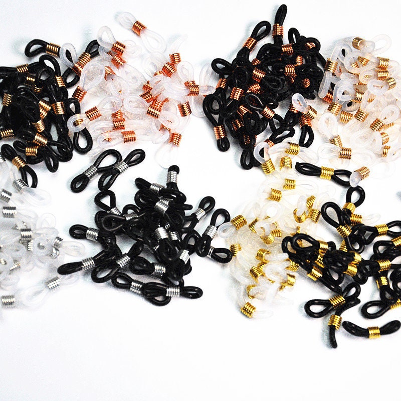 Silicone Glasses Strap Ends Adjustable 40 Pack Eyeglass Chain Connectors - Adjustable Anti-Slip Strap Ends For Glasses Anti-slip Eyewear Strap Holders