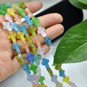 Cat Eye Cross Shape Beads, Gemstone Cross Beads, Loose Beads, Gemstone Cross Beads for DIY Jewelry Making, Wholesale，Prayer Jewelry Supplies