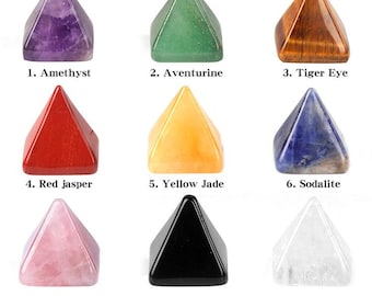 Pirâmide de quartzo de cura Reiki de 20 mm, pirâmide de cristais, decoração de cristal de cura, pedra preciosa de pirâmide, pirâmide de energia, quartzo de cristal natural metafísico
