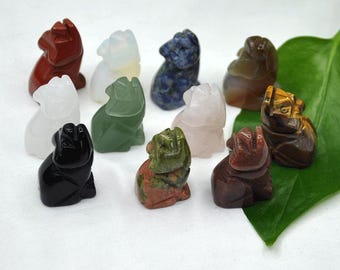 1 inch Natural Gemstone Wolf Carving,Reiki Healing Crystal Wolf Figurine Home Decoration,Natural Gemstone Animal Carved Spirit Totem Gifts