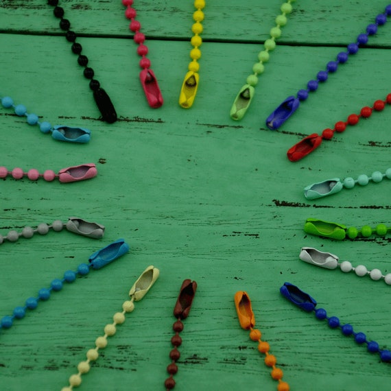 Wholesale 20 pcs/50pcs/100pcs Multicolor (12cm)4.5" Ball Chain, Ball KeyChain, Hang Tag Ball Chain ,Ball chain with connector clasp--H00107
