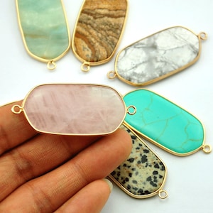 Natural Stone Connector，stone connector，Bezel Connector，Natural gemstone charm,Necklace charm，For Making Jewelry -A11
