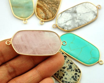Natural Stone Connector，stone connector，Bezel Connector，Natural gemstone charm,Necklace charm，For Making Jewelry -A11