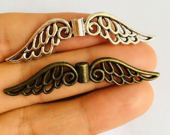 12x52mm--10pcs Antique Bronze /Antique Silver Large Filigree Wing Spacer Charm Pendants,Hanging Charm,DIY Accessory Jewelry Making--G645