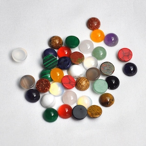 8mm 6pc Gemstone Cabochons,gemstone crystal round flatback cab cabochon,Natural Gemstone Round Flatback CAB Cabochons for DIY Jewelry Making