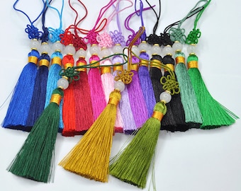 Jade Beads Tassel Chinese Knot Silk Tassels,Crafts Home Decoration,bookkish gift,Handmade Tassels,Jewelry Tassels，Invitation，Bookmark