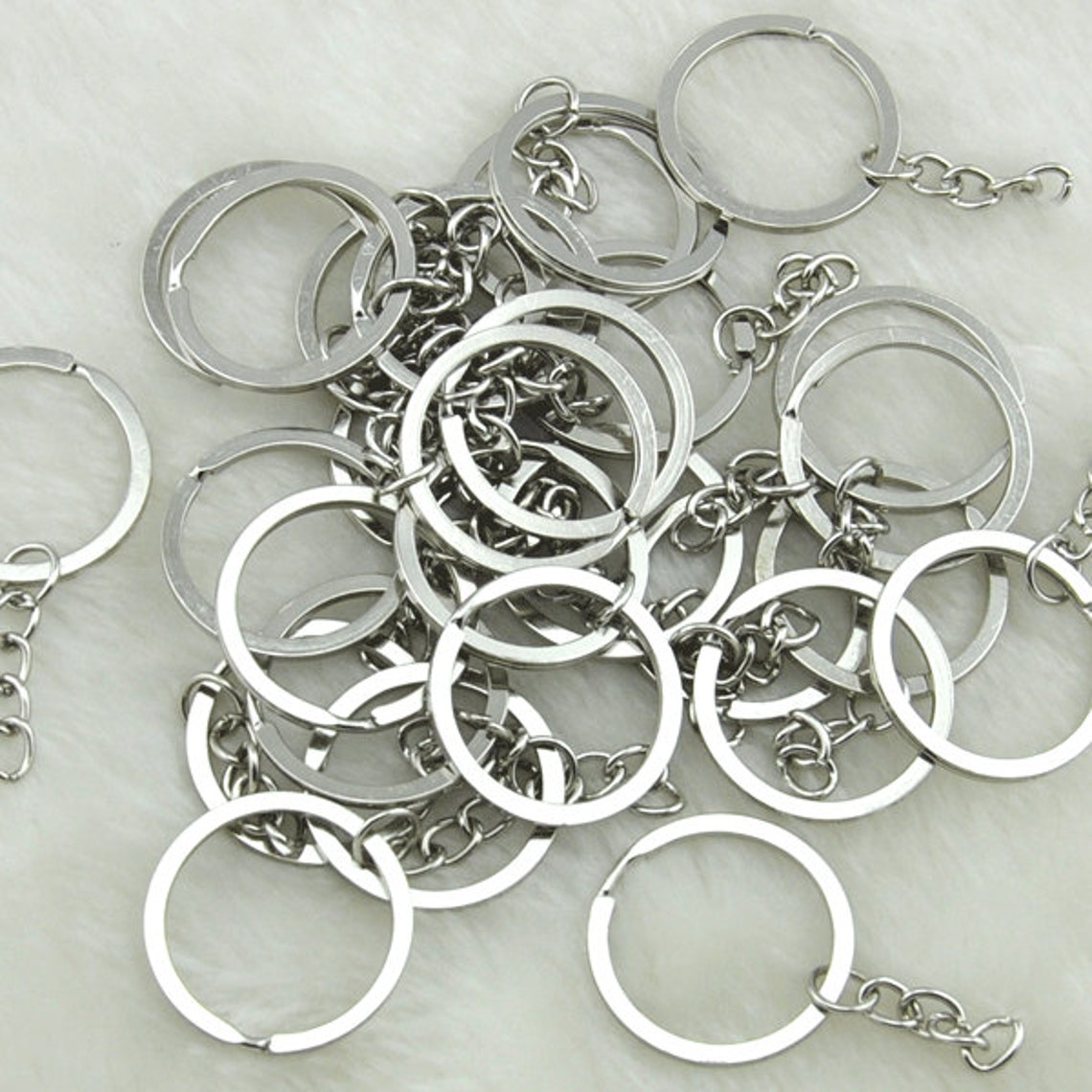 20pcs White K Key Ring Findings with chainKey Ring Flat Etsy