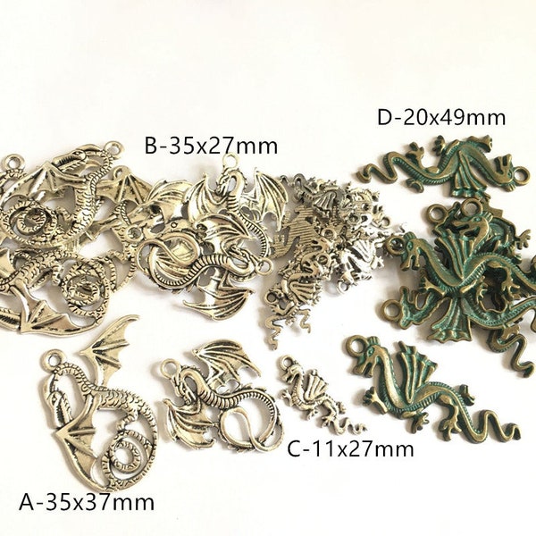 Dragon charm -10-20pcs Antique Bronze /Antique Silver Chinese Dragon Charm Pendants -----G534