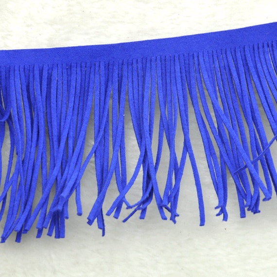 Sale Royal blue suede leather fringes for costume Etsy