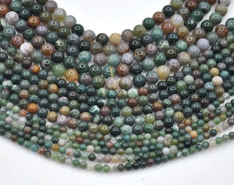 Indian Agate Beads AAA Genuine Natural Gemstone Round Loose Beads for DIY Bracelet Necklace Earrings Jewelry Making 4mm 6mm 8mm