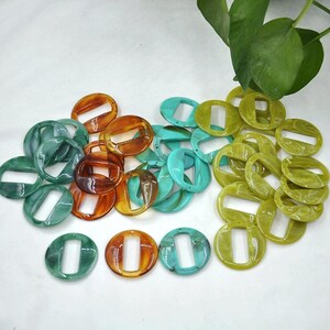 6-50pcs 39mm Marbled Acrylic Round Hollow Puffed Pendant Hoop Pieces，Light Weight Earring Drops, Jewellery Supplies