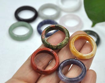 Natural Gemstone Band Ring, Solid Band Ring,Crystal Ring,Jewelry DIY, Gift for Her，Gemstone Ring, Natural Stone Ring，Birthday Gifts for Her